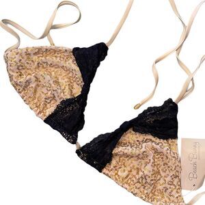 Beach Bunny‎ Sequin Bikini Top nwt